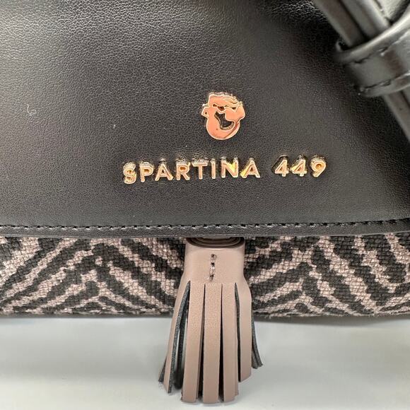 Spartina 449 Lorelei Ava Phone Crossbody Linen Herringbone and Leather - Picture 3 of 12